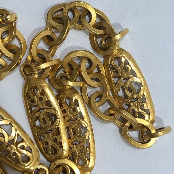 CHANEL CC Logos Charm Long Chain Necklace 39" Gold Tone 95P Auth #2509 - Picture 7 of 8